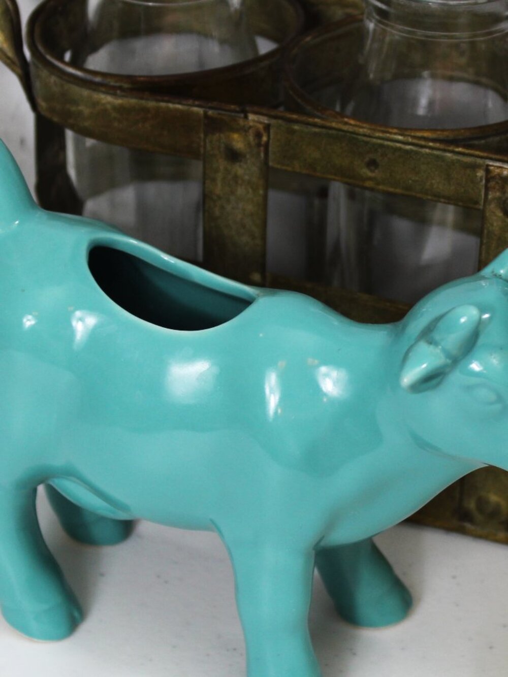 Cow Creamer from Food Network Turquoise Teal Aqua Blue - Picture 3 of 8